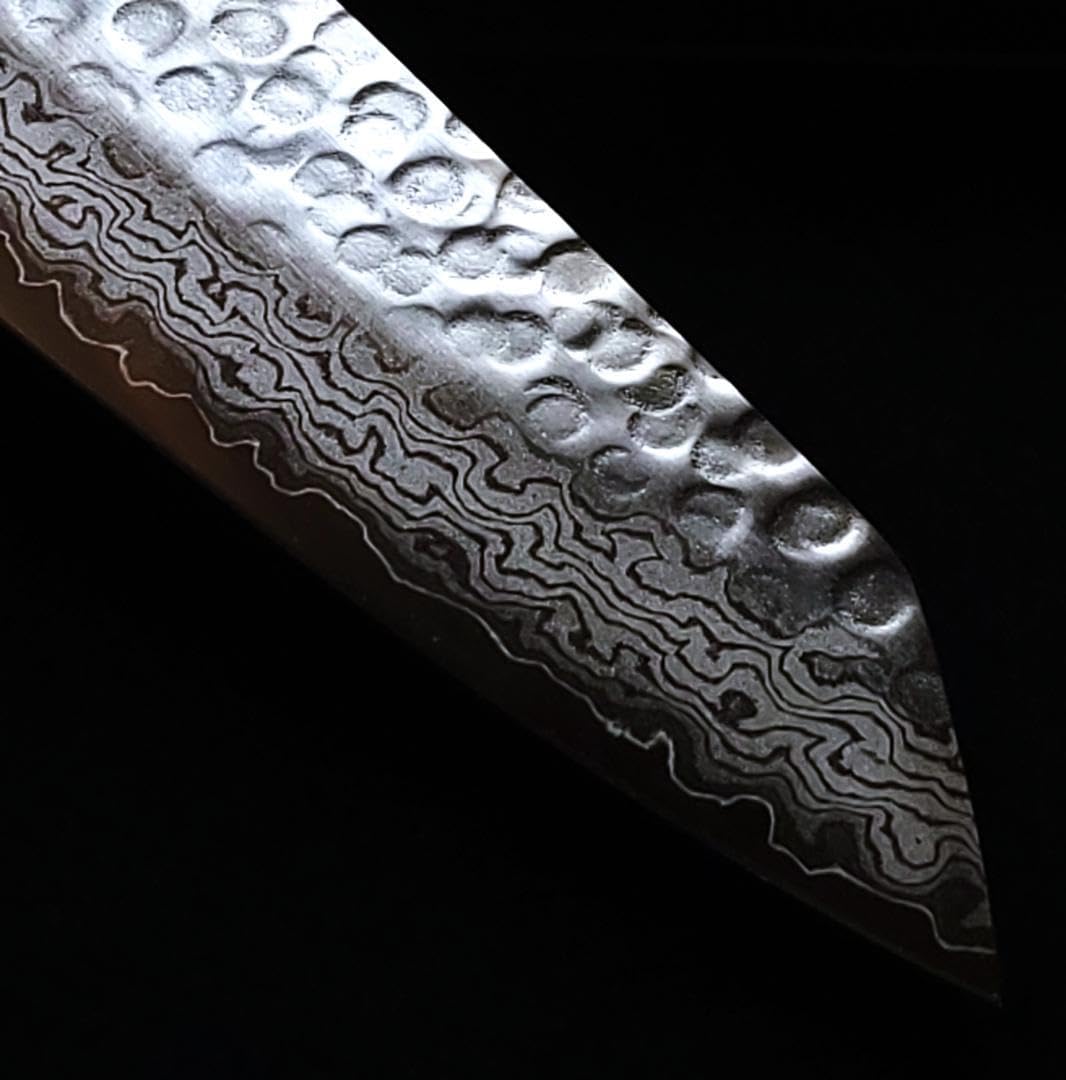 VG10 ダマスカス 文化包丁180mm 茶柄 G8038 月光作 VG10 ダマスカス 文化包丁180mm 茶柄 G8038 月光作 藍包丁 新